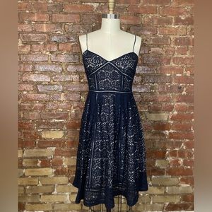 Joie Solandra Navy Lace Illusion mini dress